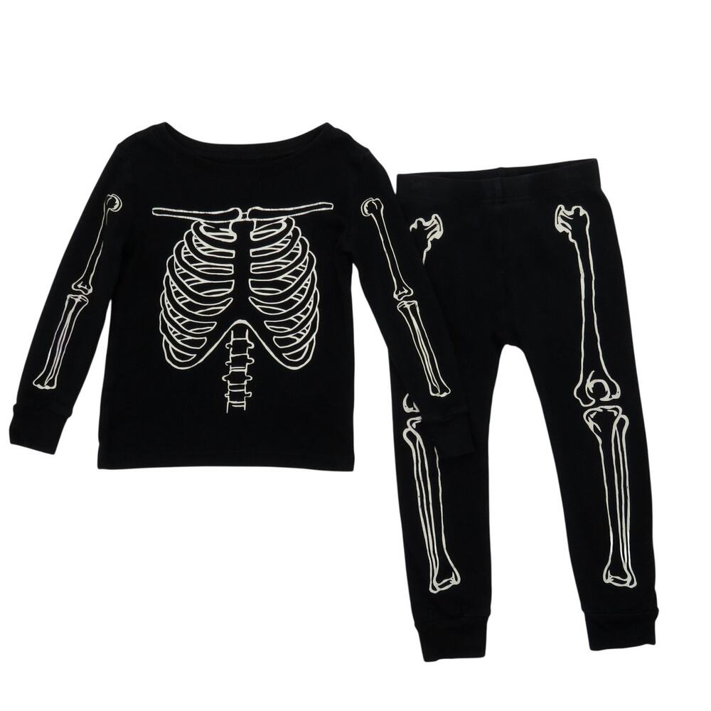 Old Navy Skeleton Halloween Pajamas Skeleton Skull Size 3T Toddler Boy Girl